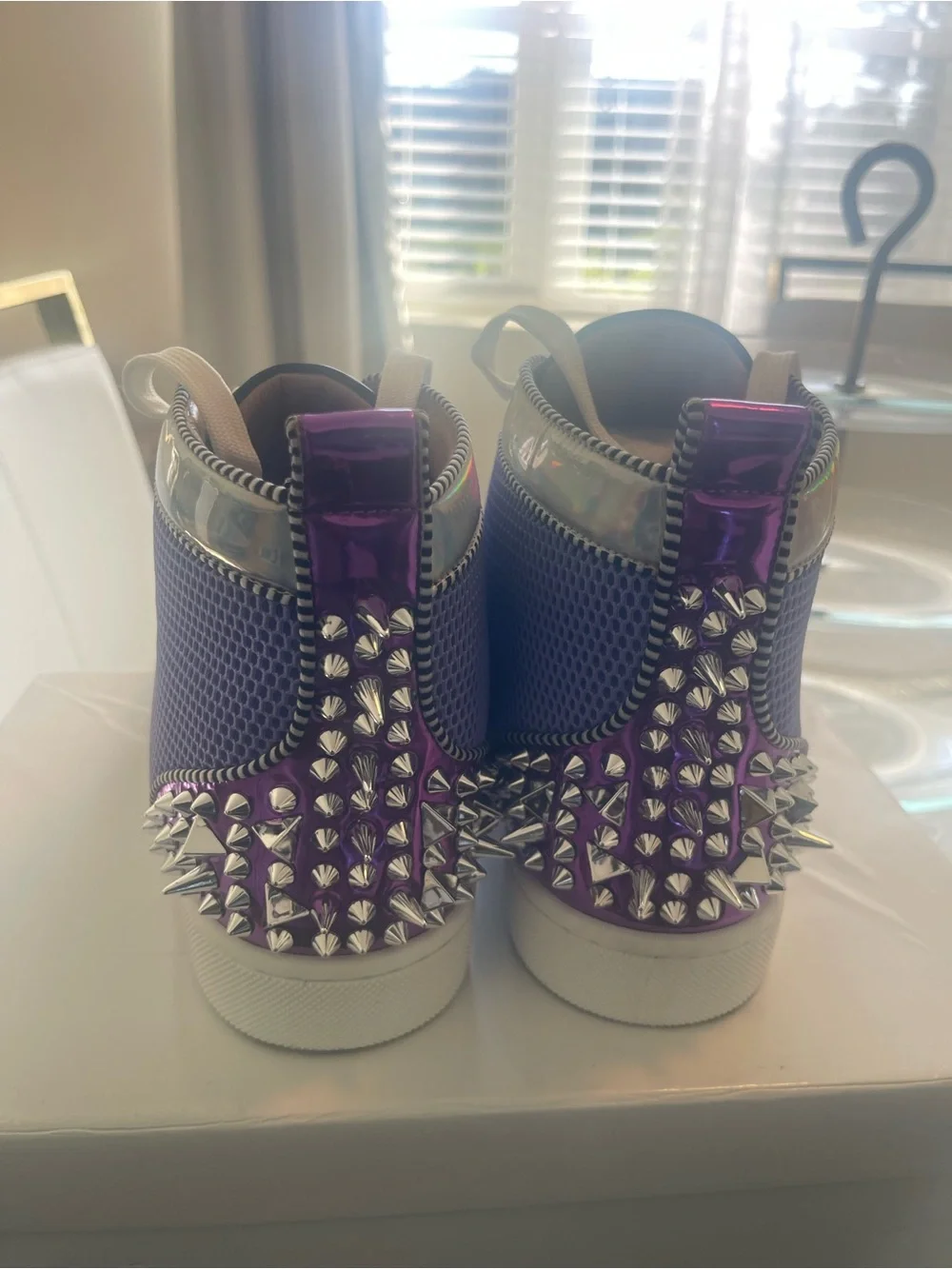 Lavender Spike-Embellished Sneaker with Holographic Trim - Picture 8 of 10